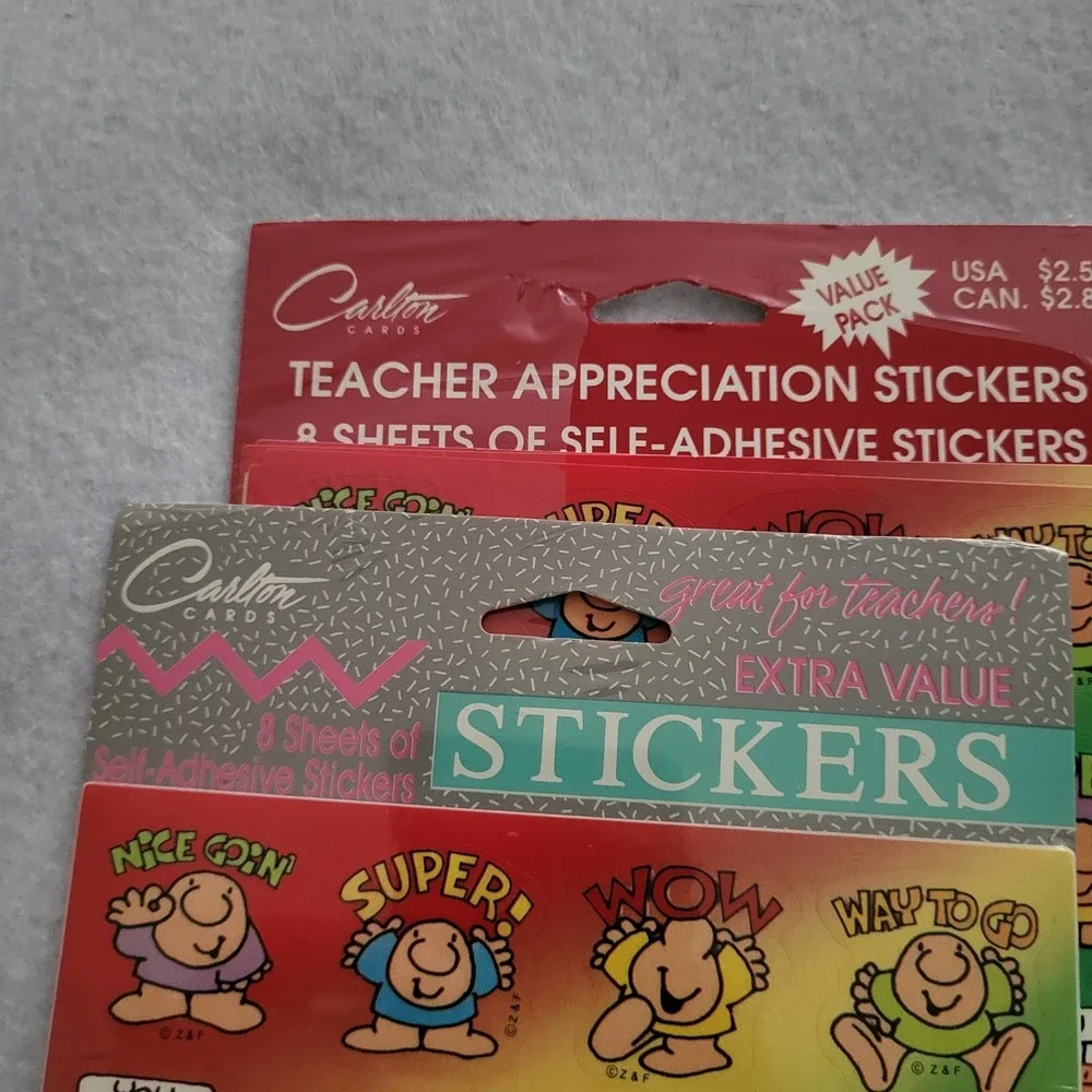 Vintage 1992 Ziggy Cartoon Teacher Reward Stickers 2 Packs 16 Sheets Carlton